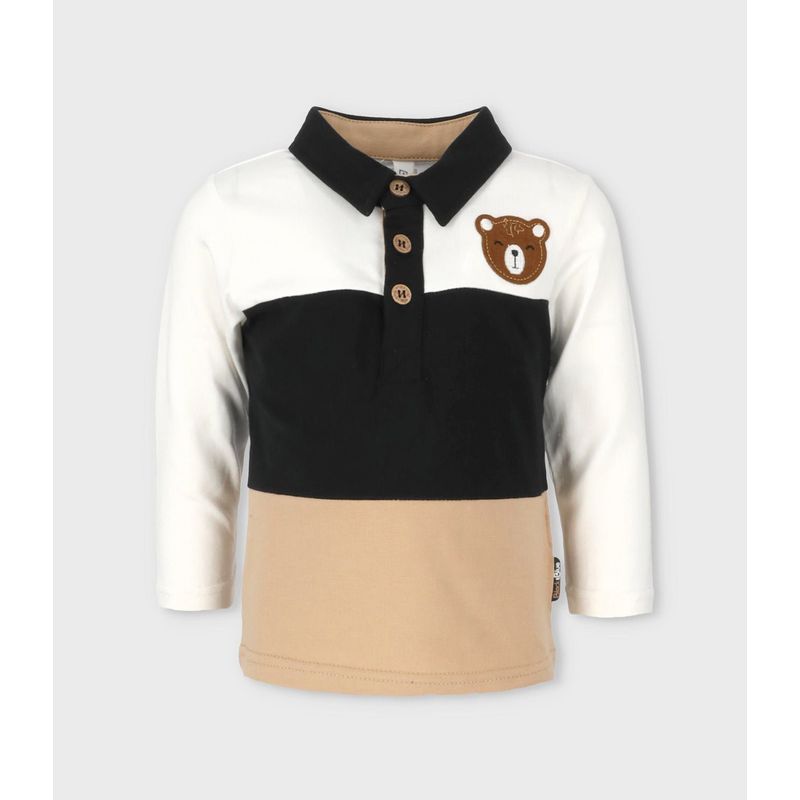 BLACK AND BLUE - Polera bebés con cuello blanco Black and Blue