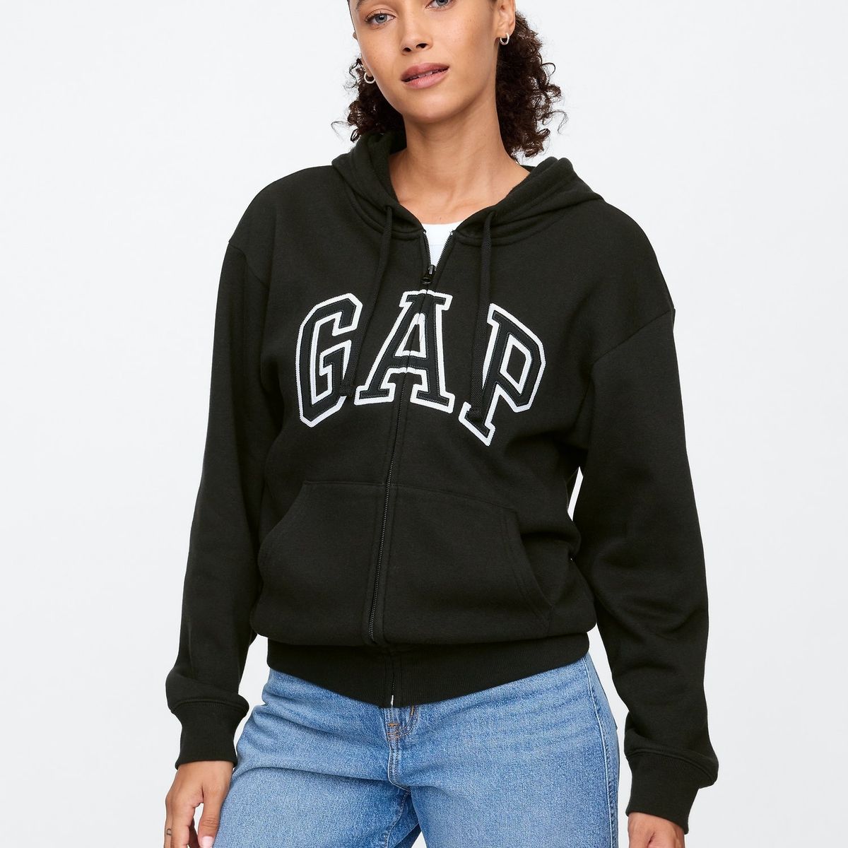GAP - Polerón Mujer Logo Con Cierre Negro GAP