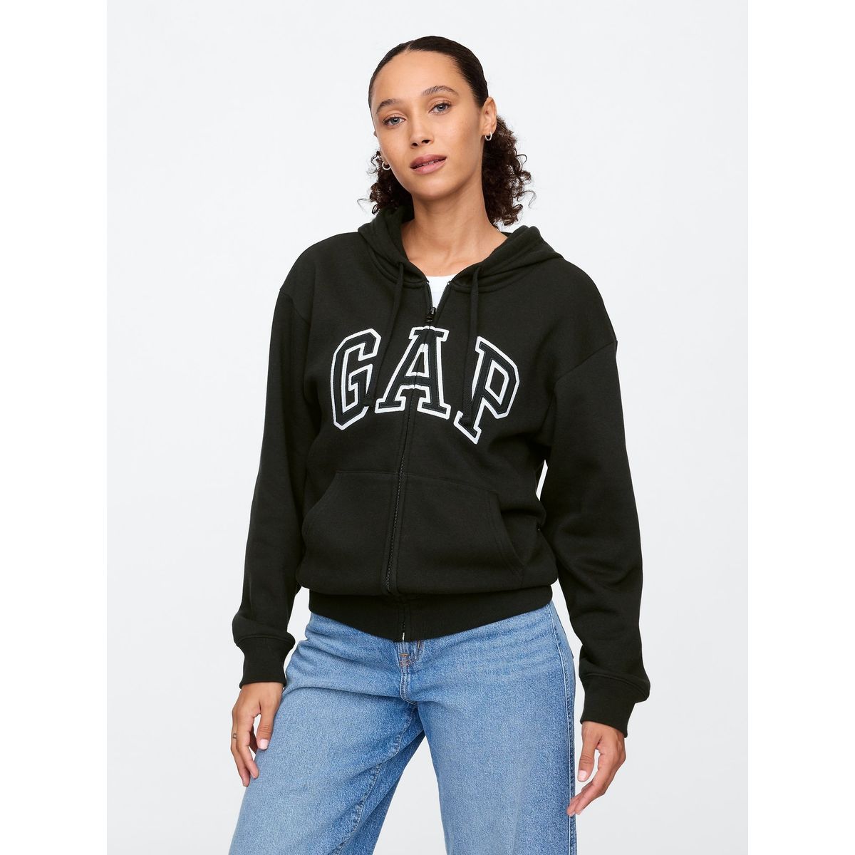 GAP - Polerón Mujer Logo Con Cierre Negro GAP