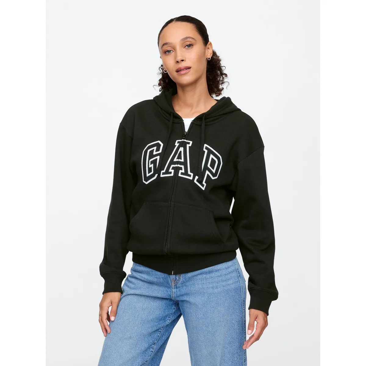 GAP - Polerón Mujer Logo Con Cierre Negro GAP