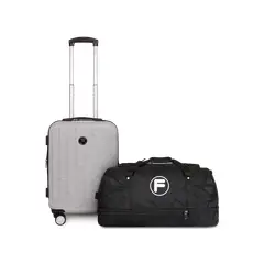 F - Maleta de cabina Flip gris + Bolso enrollable Goliat 80lts