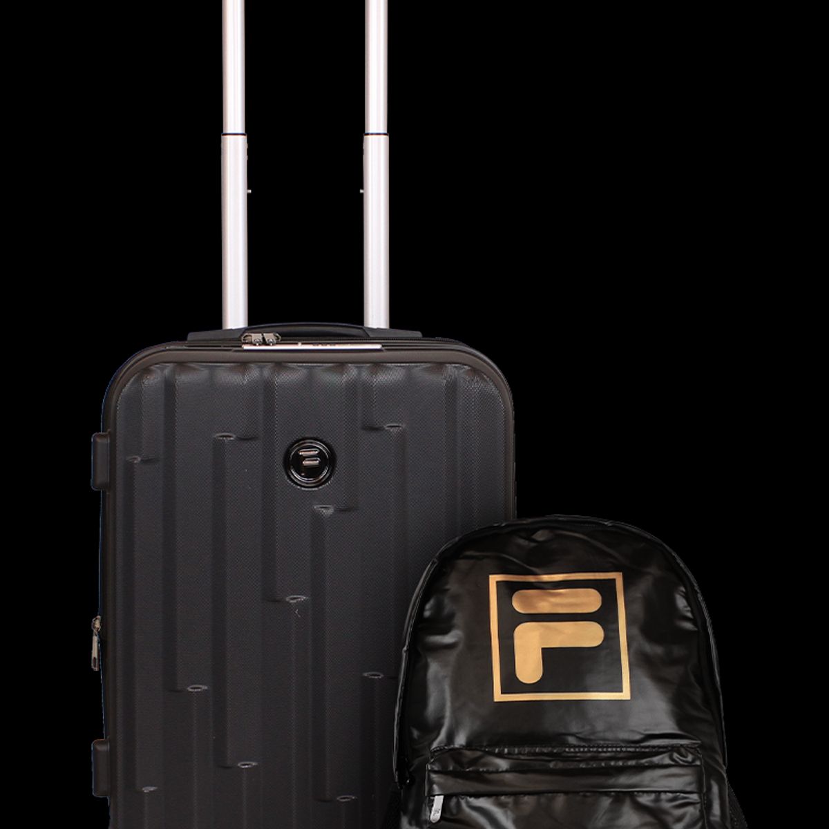 F - Pack Maleta cabina Flip negra 10kg + Mochila Fila Bolonia