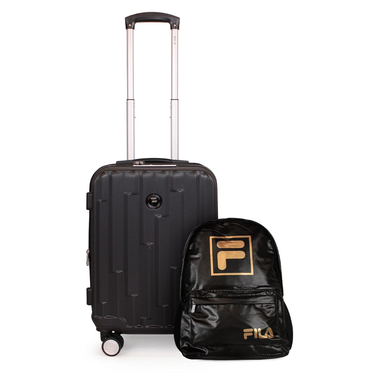 F - Pack Maleta cabina Flip negra 10kg + Mochila Fila Bolonia