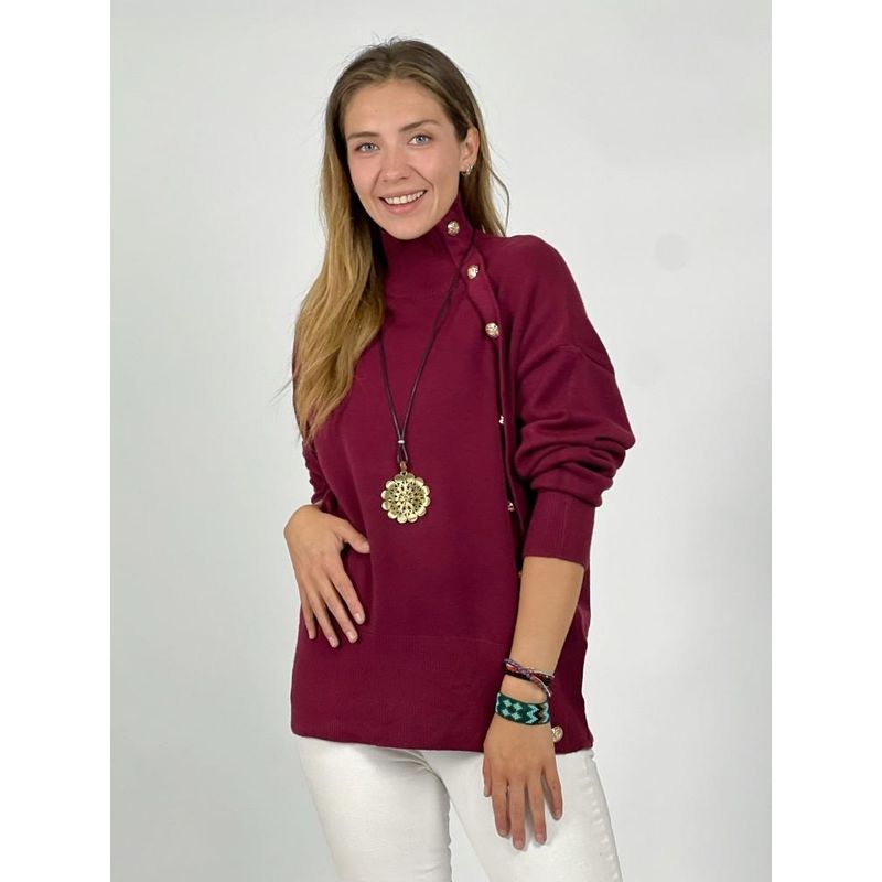 ENIGMATICA BOUTIQUE - Sweater Lana Botones Dorados Gris