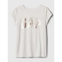 GAP - Polera Niña Logo Manga Corta Beige