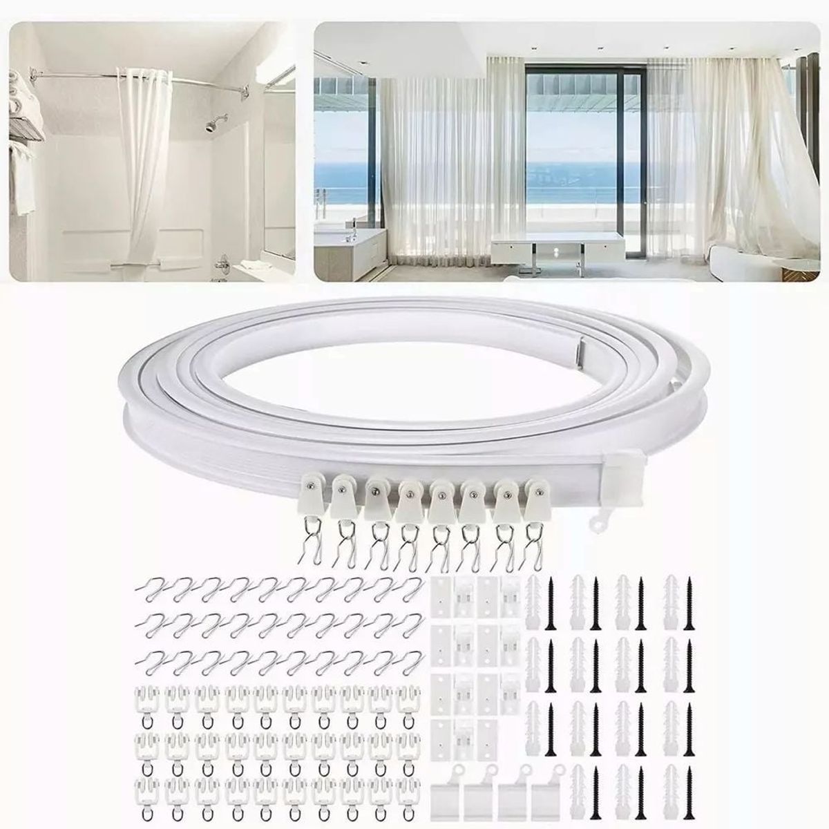 MUNDO MAGIA - 5m Riel De Cortina Ventanas De Techo Flexiblemontaje Curvo