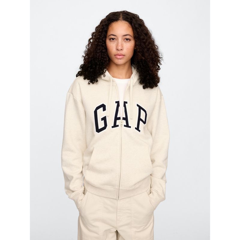 GAP - Polerón Mujer Logo Con Cierre Beige GAP