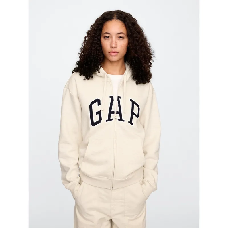 GAP - Polerón Mujer Logo Con Cierre Beige GAP