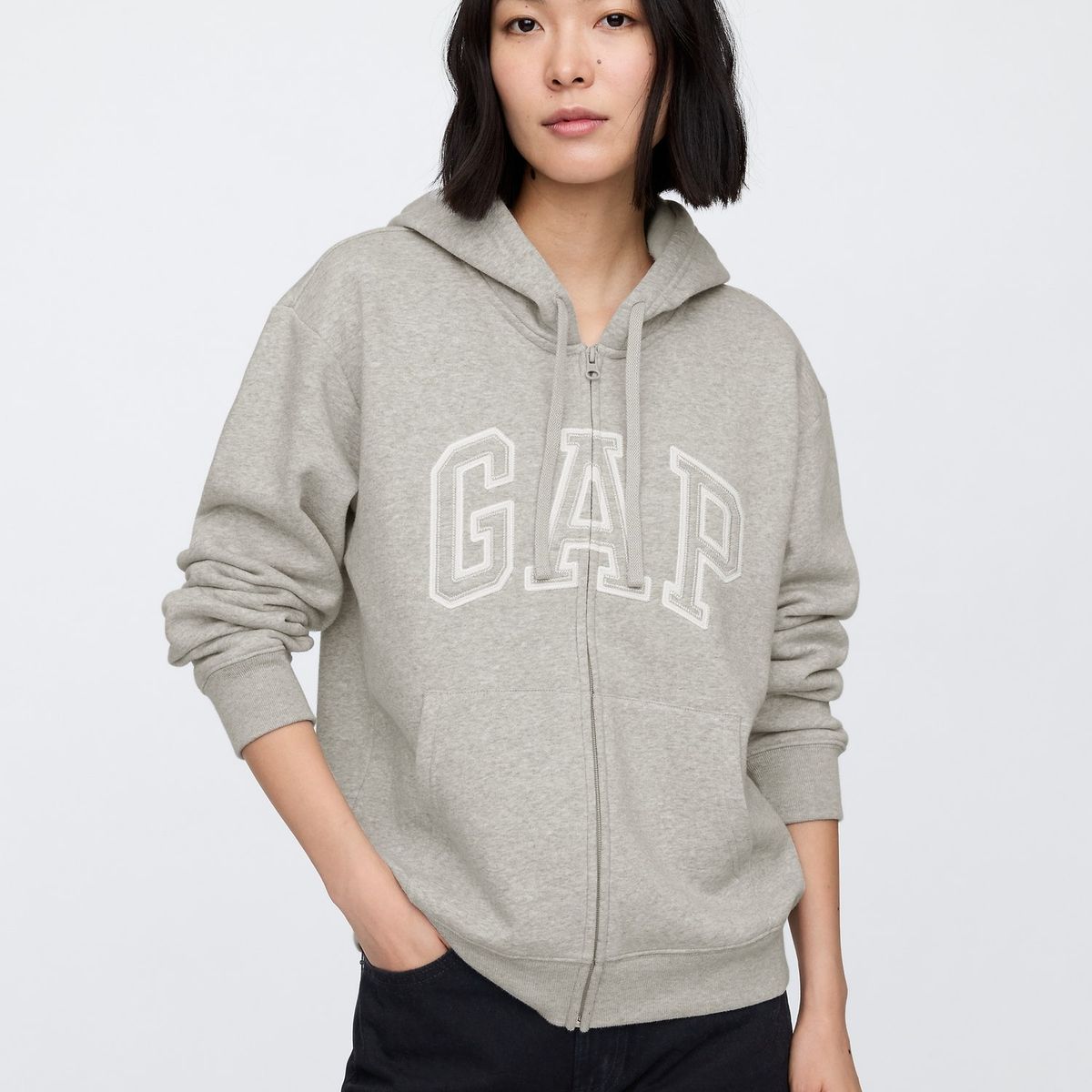 GAP - Polerón Mujer GAP Logo V24 Con Cierre Gris