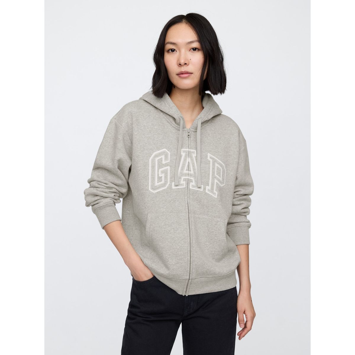 GAP - Polerón Mujer GAP Logo V24 Con Cierre Gris