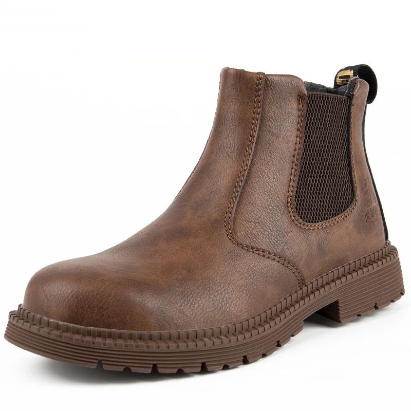 TIOZONEY - Zapatos de seguridad PU sintético Hombre - Café Oscuro.