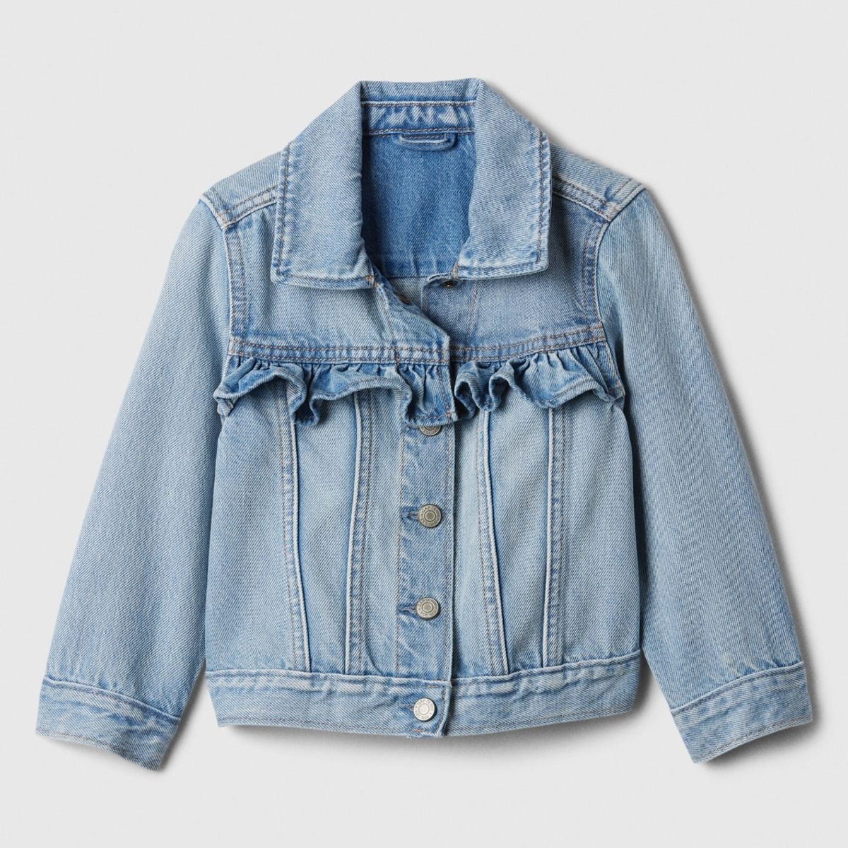 GAP - Chaqueta Toddler Niña Ruffle Icon Denim Celeste GAP