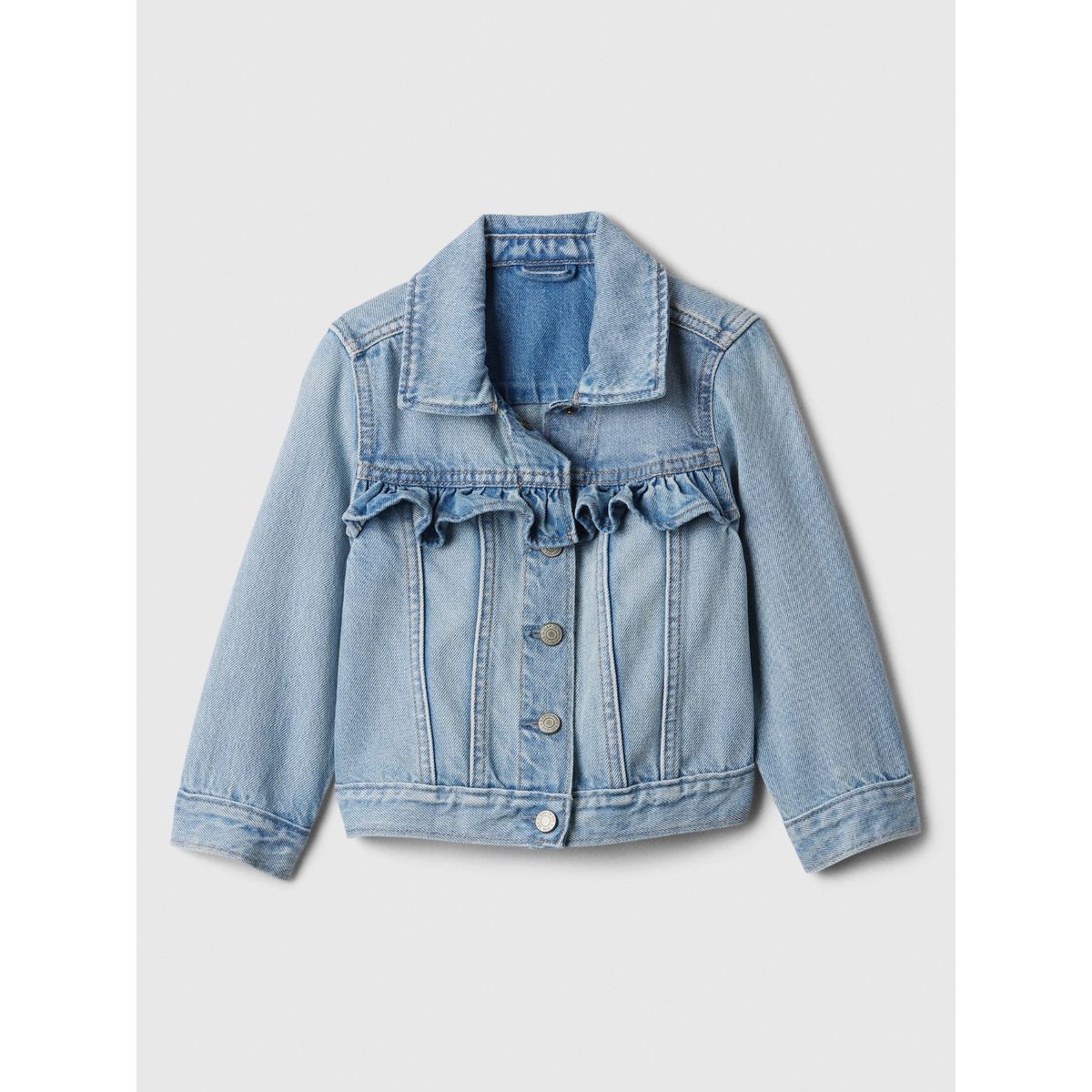 GAP - Chaqueta Toddler Niña Ruffle Icon Denim Celeste GAP