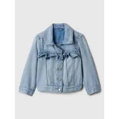 GAP - Chaqueta Toddler Niña Ruffle Icon Denim Celeste