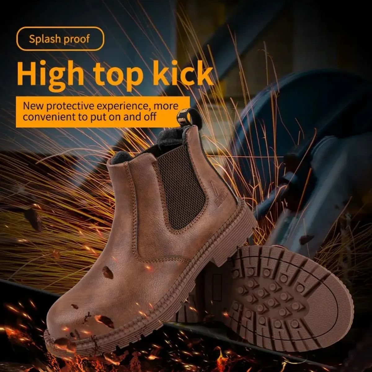 TIOZONEY - Zapatos de trabajo PU sintético Hombre - Café.