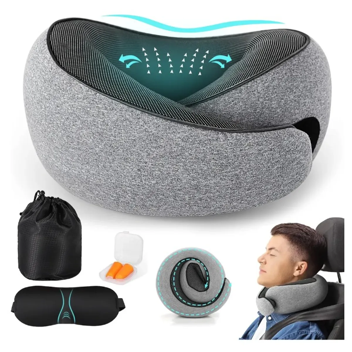 GENERICO - Cojín De Viaje Para Cuello Almohada Para Cuello Viscoelastica