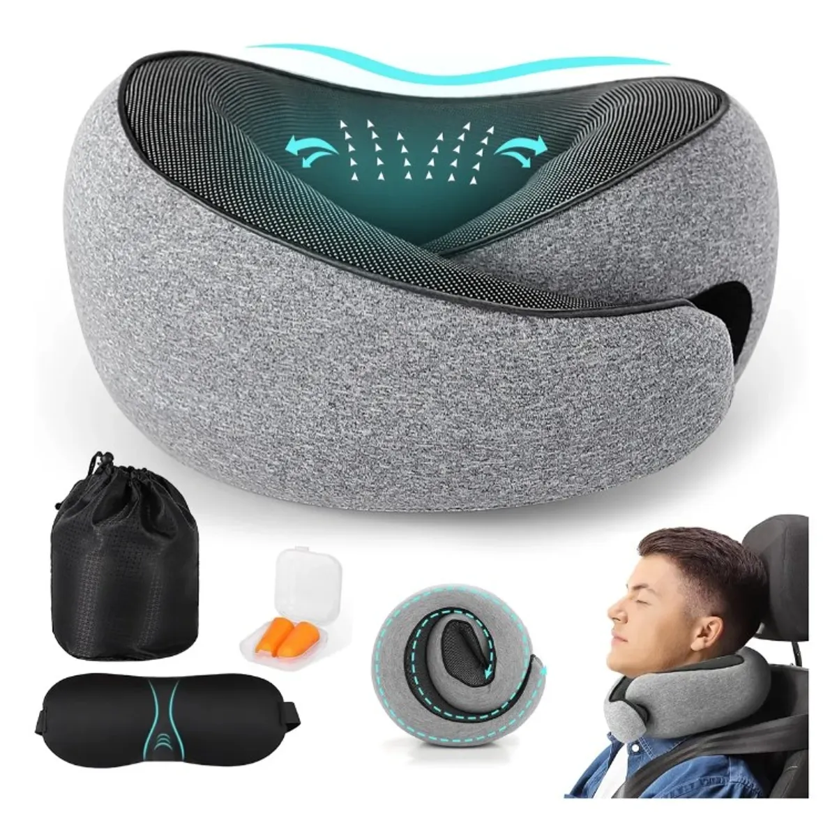 GENERICO - Cojín De Viaje Para Cuello Almohada Para Cuello Viscoelastica