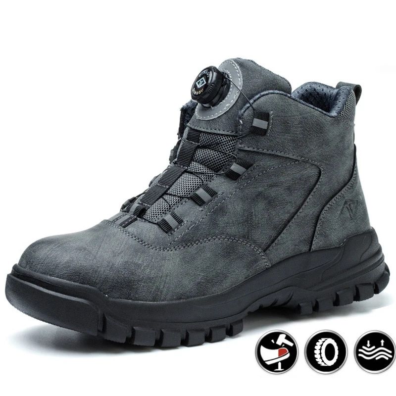 TIOZONEY - Zapatos de seguridad con botones giratorios hombre.