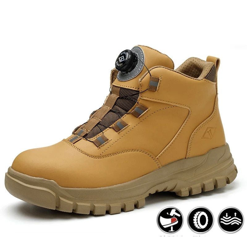 TIOZONEY - Zapatos de seguridad con botones giratorios hombre