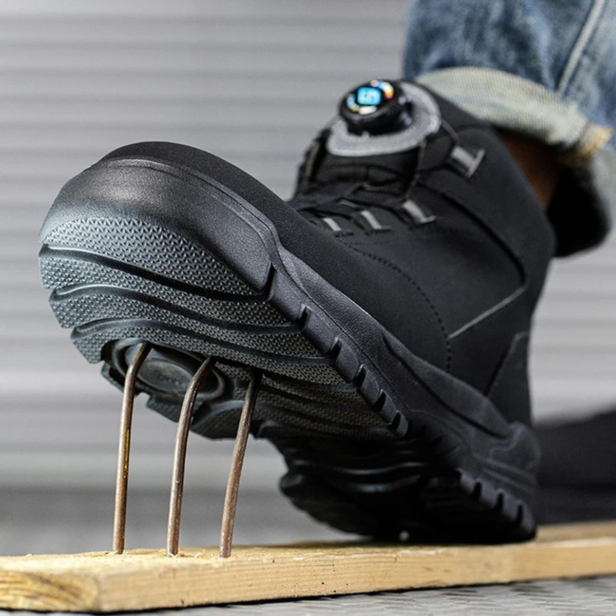 TIOZONEY - Zapatos de seguridad con botones giratorios hombre