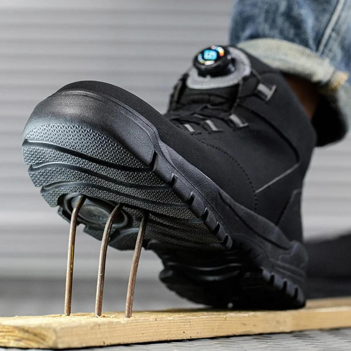 TIOZONEY - Zapatos de seguridad con botones giratorios hombre