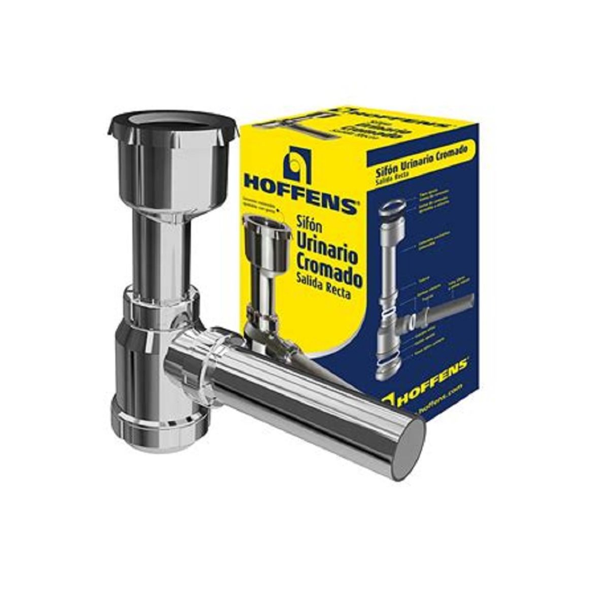 GENERICO - SIFON CROMADO 40 mm SALIDA RECTA PARA URINARIO HOFFENS.
