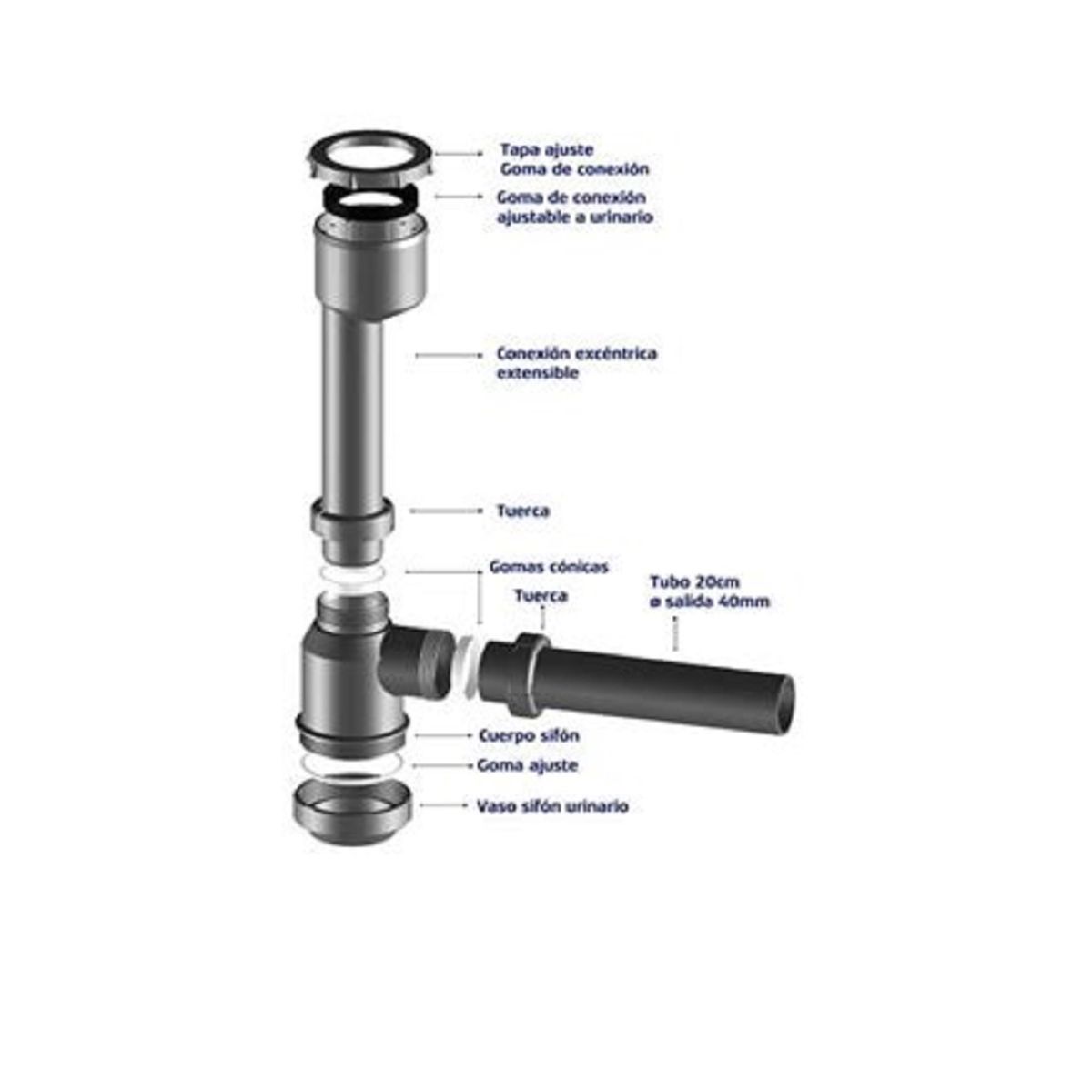 GENERICO - SIFON CROMADO 40 mm SALIDA RECTA PARA URINARIO HOFFENS.