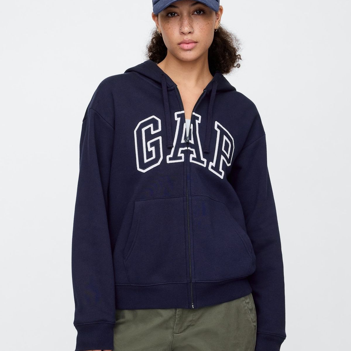 GAP - Polerón Mujer Logo Con Cierre Azul Marino GAP