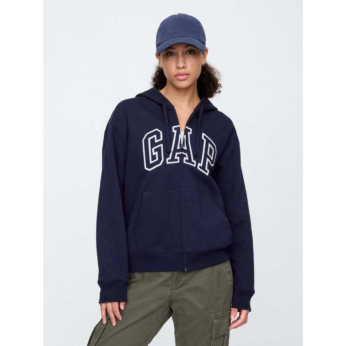 GAP - Polerón Mujer Logo Con Cierre Azul Marino GAP