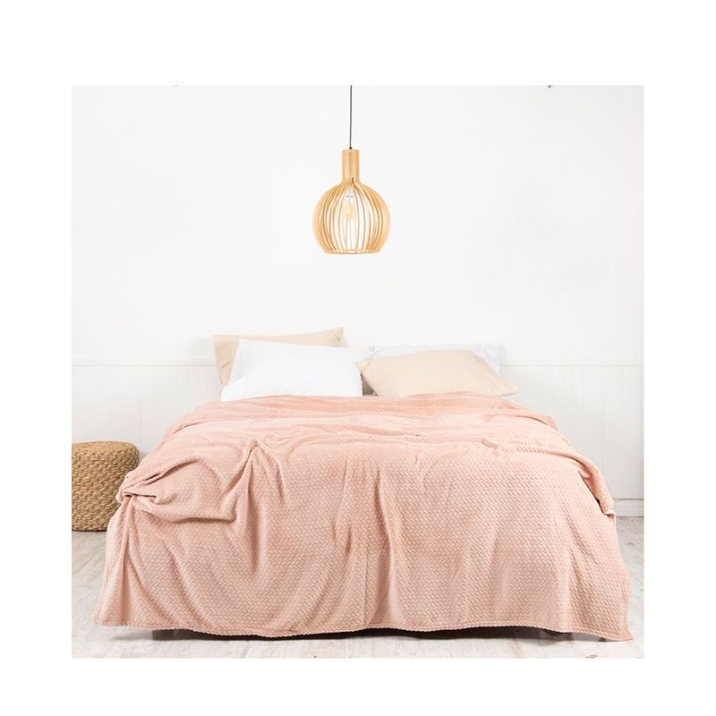 MASHINI - FRAZADAS EMBOSSED Rosada 1.5 plazas