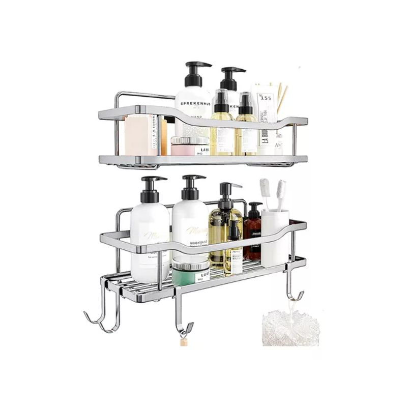 GENERICO - Organizador de ducha repisa baño adhesivo set 2 inoxidable blanco
