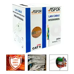 GENERICO - Bobina Cable Red Cat6a Utp 100% Cobre 24awg 305m Interior RJ45