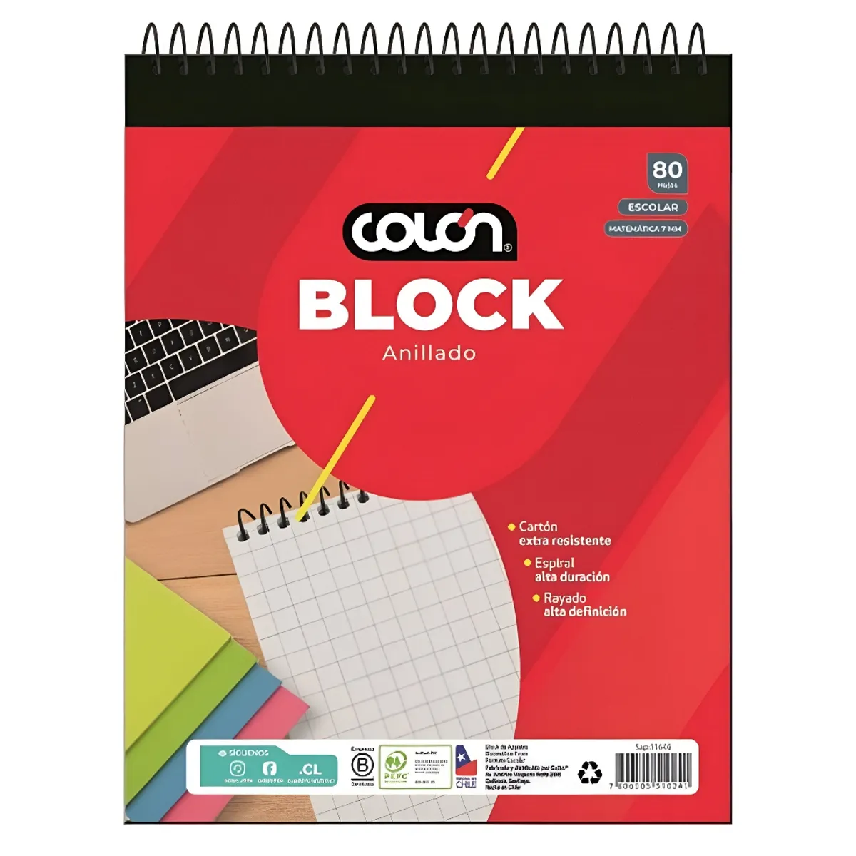 COLON - BLOCK CARTA MATEMÁTCAS 7 MM 80 HOJAS