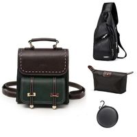 Mochila Bee-GOCI Vintage de cuero para mujer-Negro