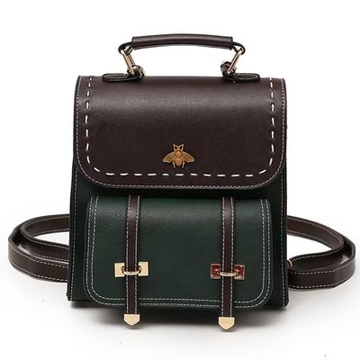 Imagen 2 del producto Mochila Bee-GOCI Vintage de cuero para mujer-Negro