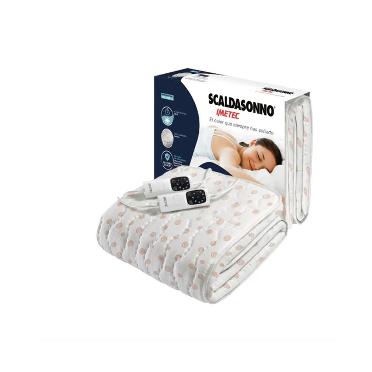 IMETEC - Cobertor Eléctrico Calientacama Algodón Adapto 2 Plazas 150X160cm