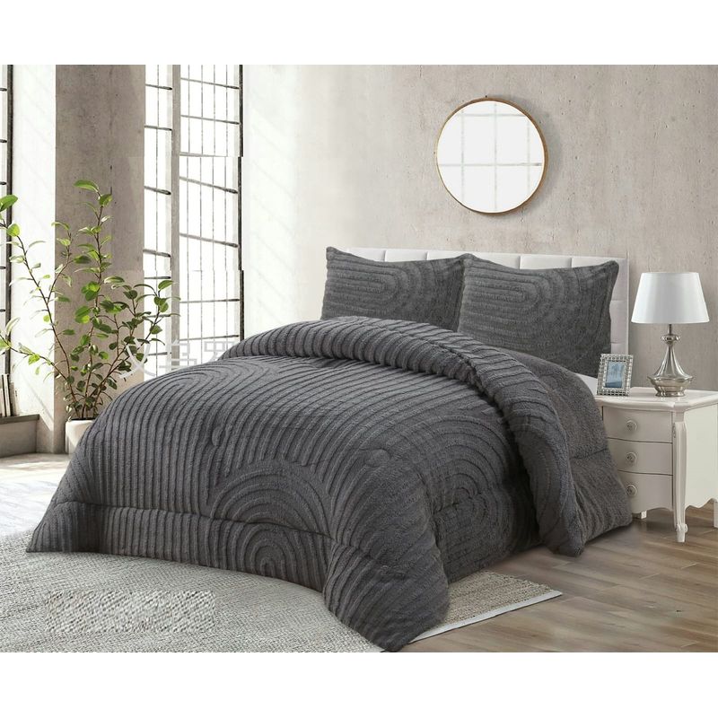 GENERICO - PLUMON 2 PLAZA TEXTURIZADO RELIEVE LINEAS GRIS CON CHIPORRO TF