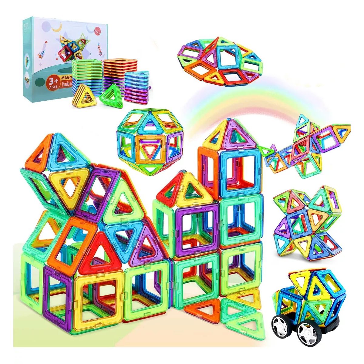 KUANGYE - Set Còlourful Bloques Magnéticos Para Construir 60 Piezas