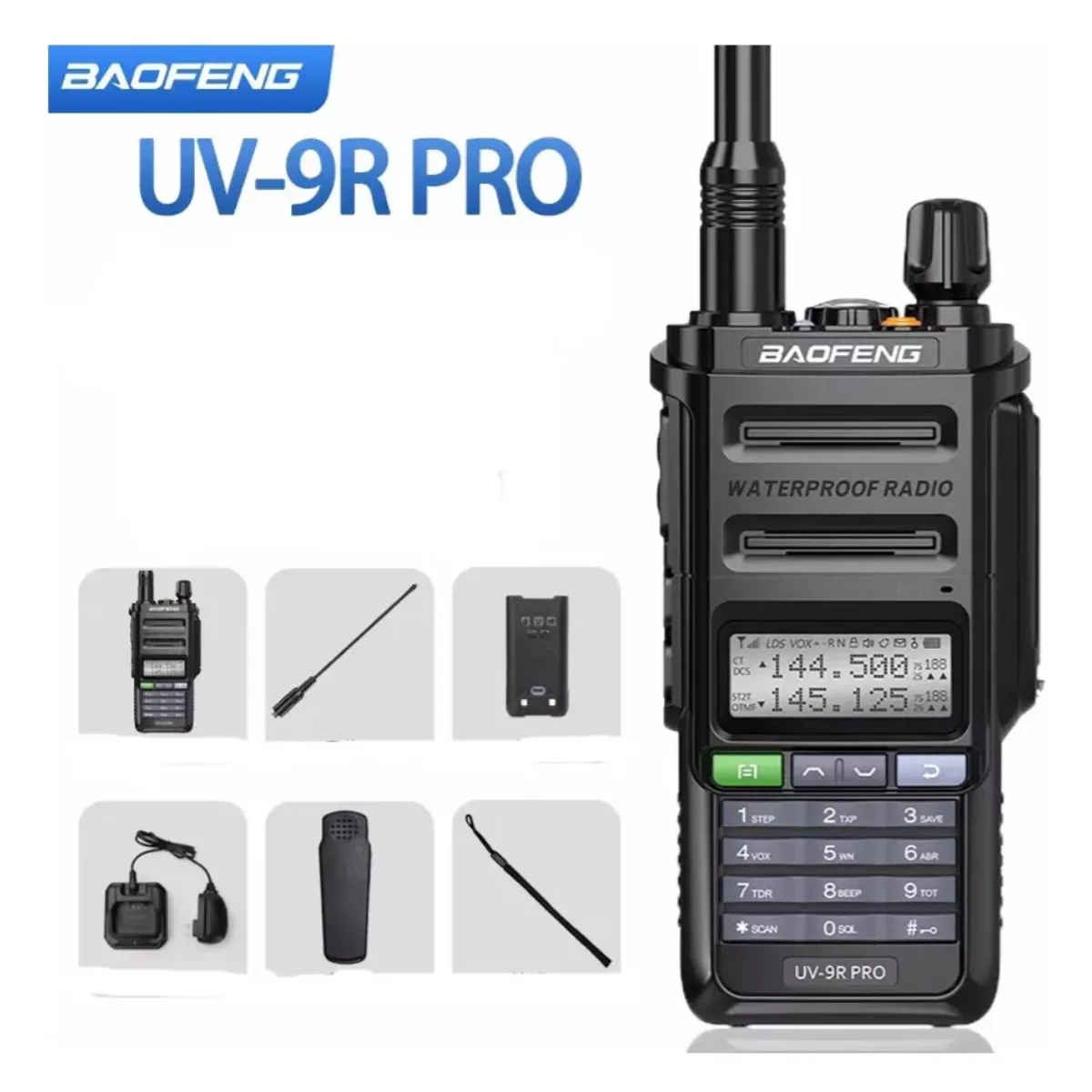 GENERICO - Baofeng-wt Uv 9R Pro, Teclado Impermeable Ip68, Radio Fm Led   Negro