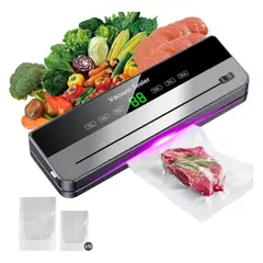 EVERSO - Maquina Selladora Vacío Alimentos 120w 6 En1 Con 20 Bolsas