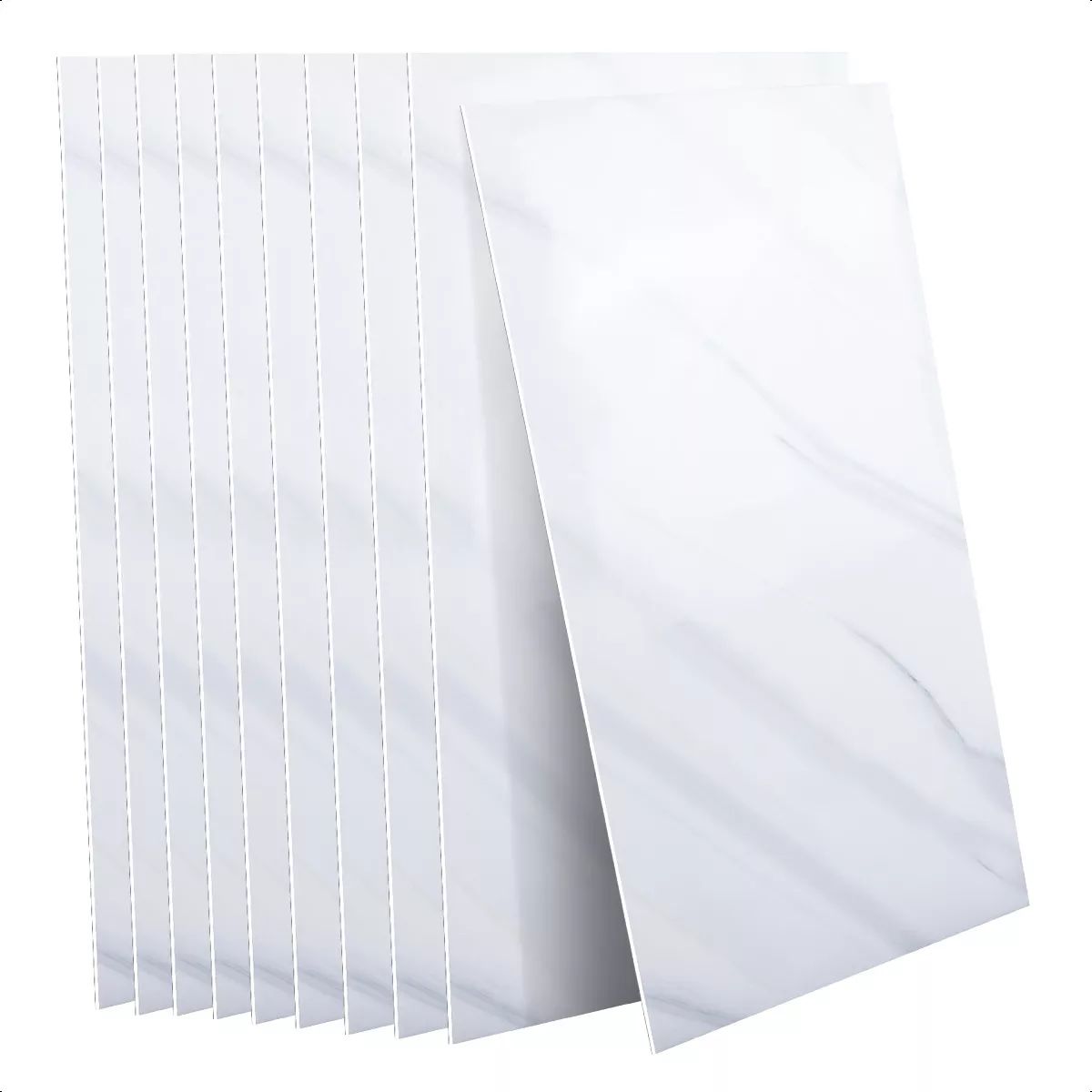 SUPERCENTER - 10 Laminas Papel Mural Mármol Ladrillo Pared Y Piso Blanco 60x30cm