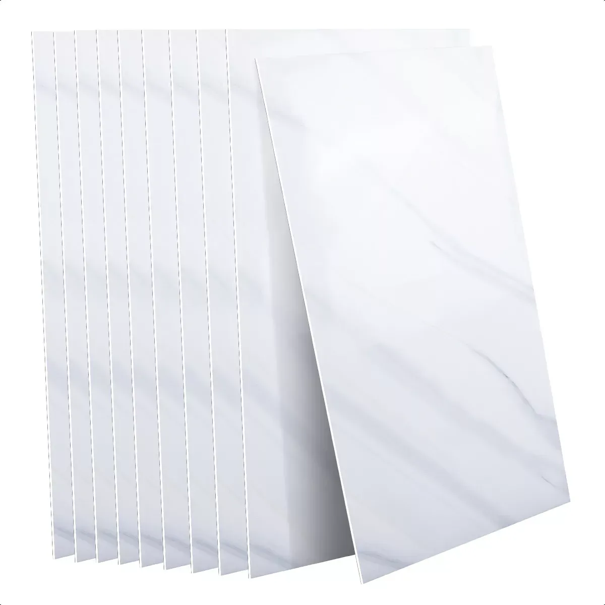 SUPERCENTER - 10 Laminas Papel Mural Mármol Ladrillo Pared Y Piso Blanco 60x30cm