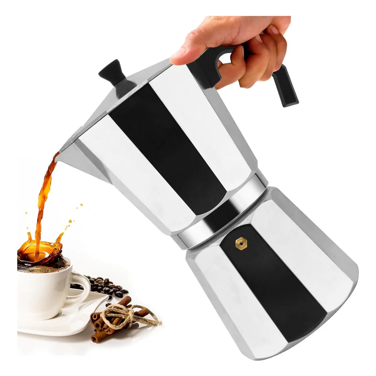 EVERSO - Cafetera Italiana De Aluminio 3 Tazas Moka Pot Portatil