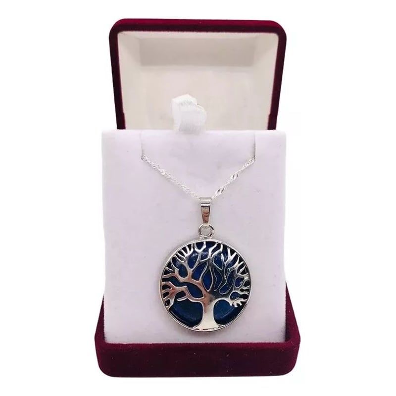 GENERICO - Collar Lapislázuli Arbol De La Vida Raices Cadena Plata 925