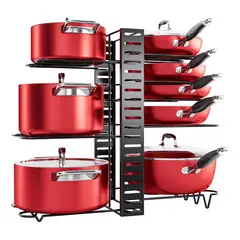 EVERSO - Organizador Cocina Multiuso Platos Ollas 8 Niveles Ajustable
