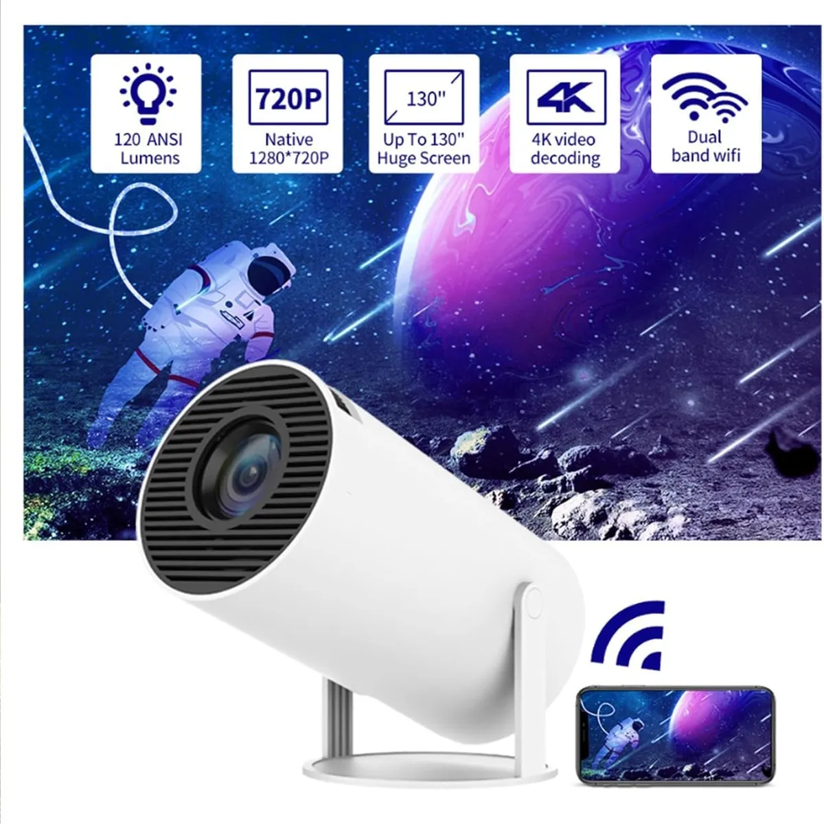 CASTLEN - Proyector HY300 Pro 160 ANSI 720P USB HDMI WIFI