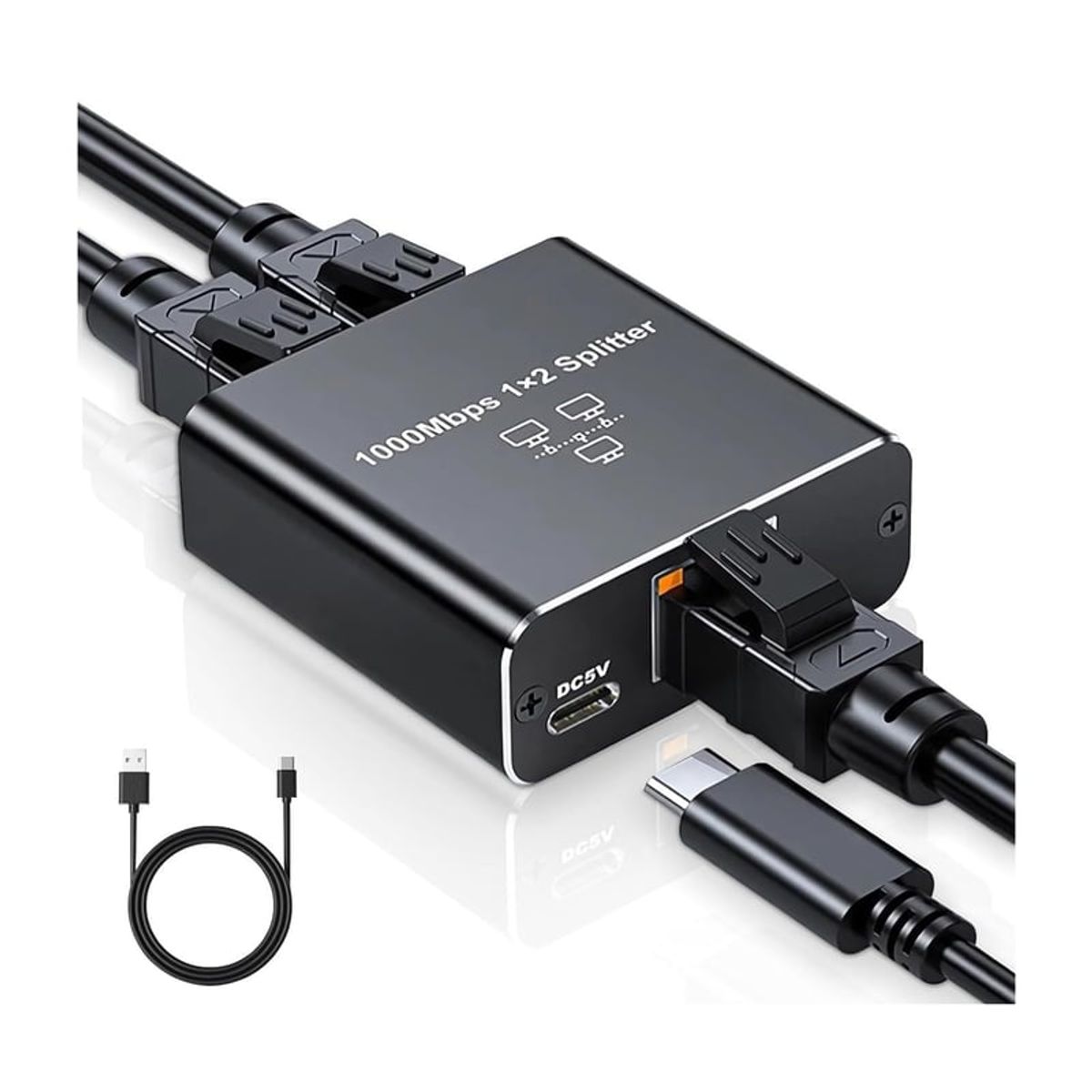 GENERICO - Adaptador Splitter Rj45 Lan Ethernet 1gbps con Cable Carga