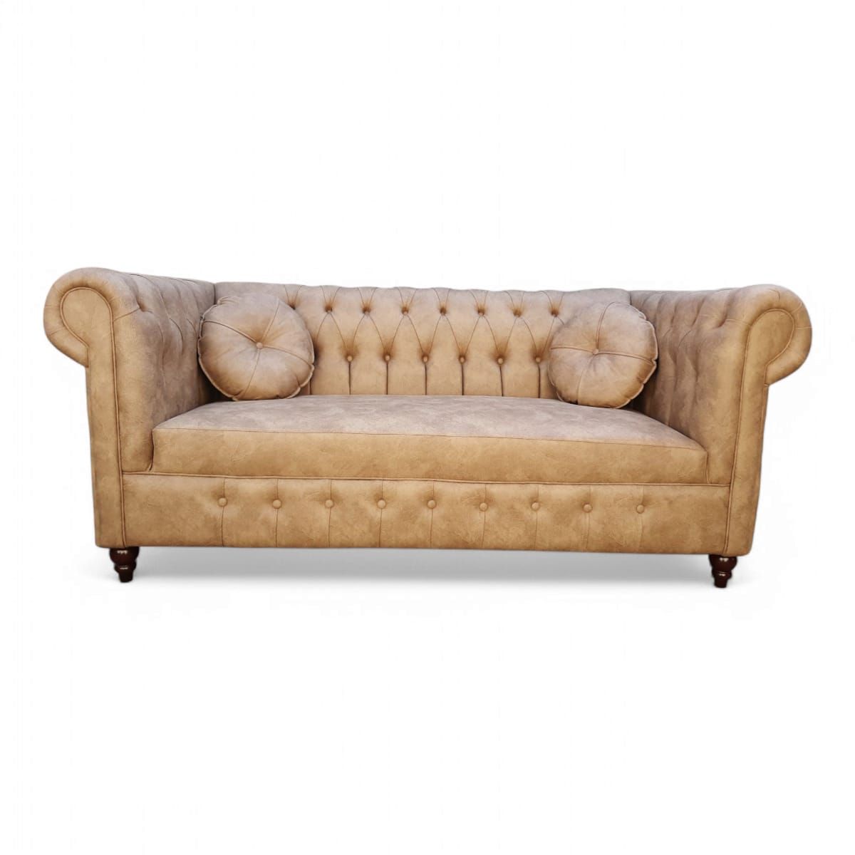 GENERICO - Sofá Chesterfield Capitoné Premium Beige envejecido