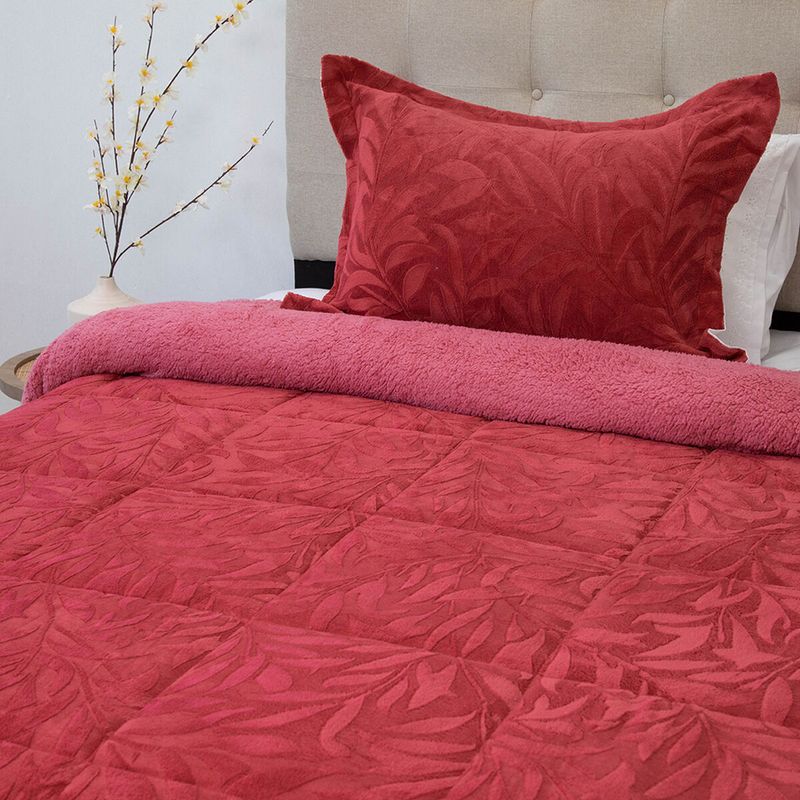 DORAL - Cubrecama sherpa outboss 1.5 plazas burdeo
