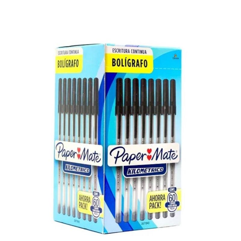 GENERICO - Bolígrafo Paper Mate Kilométrico caja X 60 - Negro